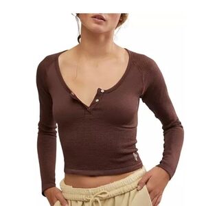 FREE PEOPLE FP Movement Bail Out Long Sleeve Layer Cocoa Brown XS/S